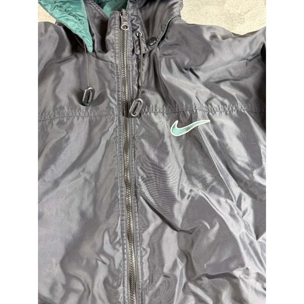 Vintage Nike Y2K Reversible Hooded Puffer Jacket Men's L‎ Spellout Swoosh